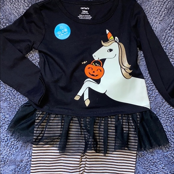 🎃New Carters Halloween Black Unicorn Sparkle Glitter Set - Picture 7 of 8